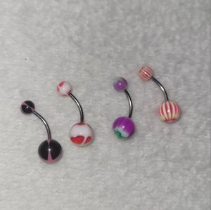 4 pc random belly button ring set